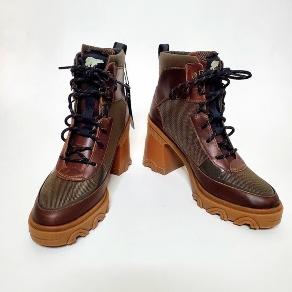 SOREL BREX™ HEEL LACE WATERPROOF LEATHER STANDOUT LUG SOLE CHUNKY BOOTIES - Picture 4 of 16